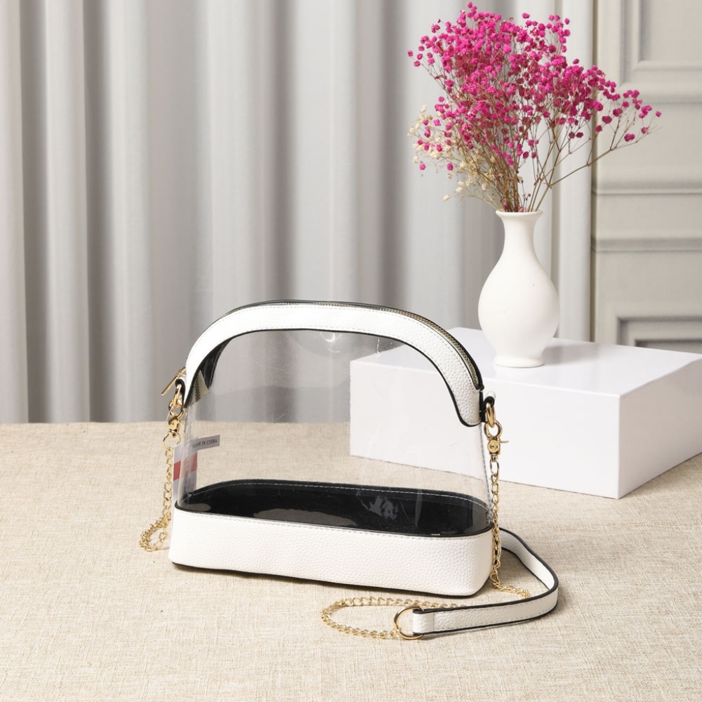 White Transparent Clear Crossbody Bag Purse Leather Casual Womens Accessory